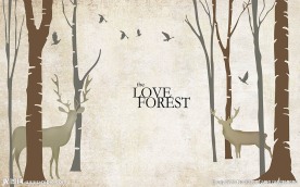 现代简约抽象树木背景墙