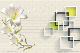 现代简约优雅百合花朵花卉背景墙