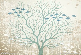 抽象现代简约树木背景墙