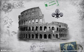 经典怀旧欧式建筑背景墙