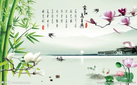 经典玉兰花朵背景墙