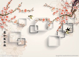 家和万事兴优雅花卉背景墙