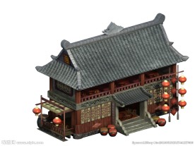 古代酒家 客栈 古建筑精细模型