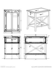 带抽屉课桌图纸