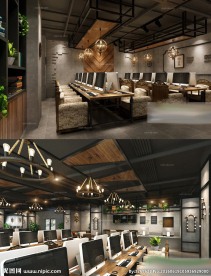 工业风网咖场景