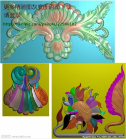 欧式洋花门上花精雕灰度浮雕图