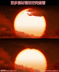 巨大红日落下海面高清视频素材