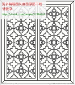 花格屏风镂空通花窗格矢量线条