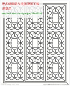 花格屏风镂空通花窗格矢量线条