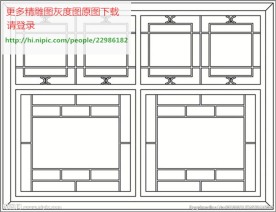 花格屏风镂空通花窗格矢量线条图