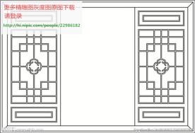 花格屏风镂空通花窗格矢量线条图