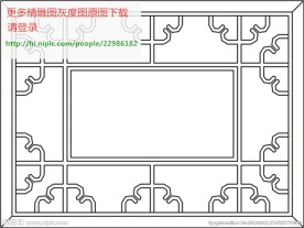 花格屏风镂空通花窗格矢量线条图