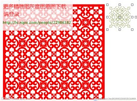 花格屏风镂空通花窗格矢量线条图