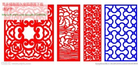 花格屏风镂空通花窗格矢量线条图