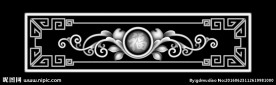 福字桃子抽斗围板抽屉灰度精雕图