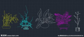 盆栽 植物 cad