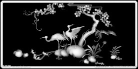 松鹤延年仙鹤浮雕灰度图