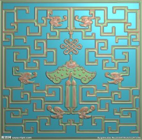 拐子龙勾仔蝙蝠中国结门板精雕图