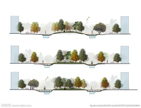 小区高清景观剖面图PSD