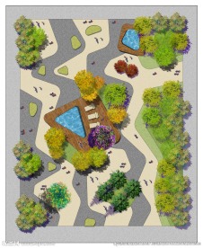 国外风格创意广场PSD彩平