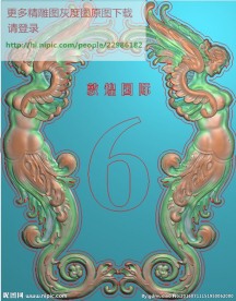 美女镜框边框标牌洋花精雕图