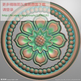 莲花洋花圆形门上花精雕图