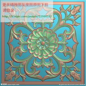 方块圆形角花洋花精雕图