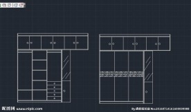 带吊柜 板式衣柜 内部cad