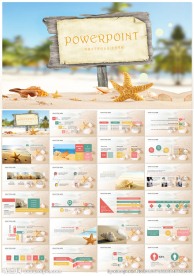 清爽夏日沙滩休闲度假精美PPT
