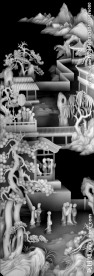 山水风景人物屏风