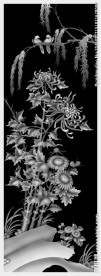 菊花花鸟屏风