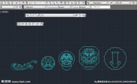 中式门锁雕花 cad