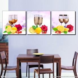 酒杯 水果 花朵 餐厅无框画