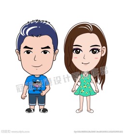 卡通时尚青年男女矢量图