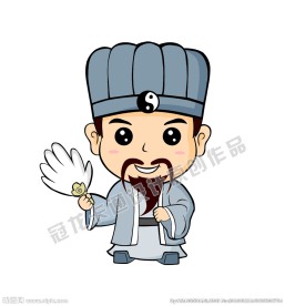 卡通诸葛亮矢量插图