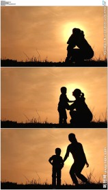 小男孩奔向母亲怀抱