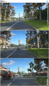 在城镇公路上开车穿梭