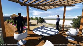 特色屋顶花园休闲平台景观效果图