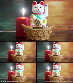 招财猫红蜡烛