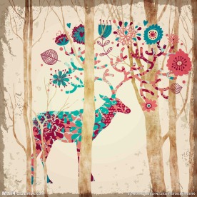 麋鹿森林秘境背景墙