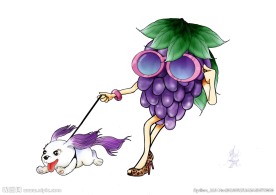 卡通水果店葡萄漫画形象