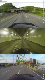 开车在宾夕法尼亚高速公路穿梭