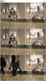 商场橱窗时装人流