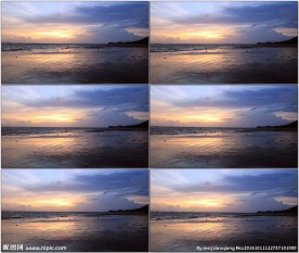 海边海滩看日落美景