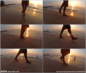 海边沙滩行走脚步