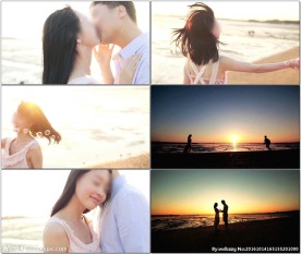 情侣海边约会玩闹