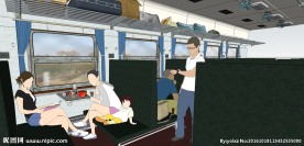 普通绿皮火车车厢硬座内部座椅