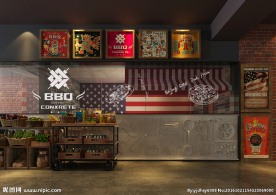 美式烧烤明档模型