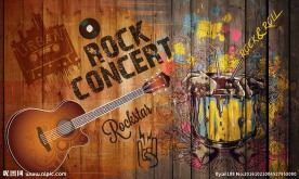 欧美复古风格音乐背景墙