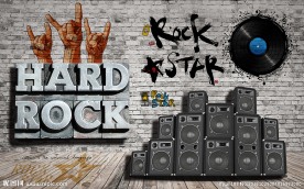 复古怀旧砖墙ROCK音乐背景墙